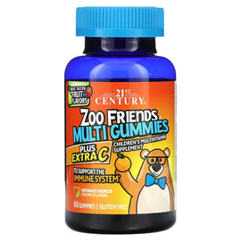 21st Century Zoo Friends Kids Multi Gummies Plus Extra C Fruit Flavors 60 Count