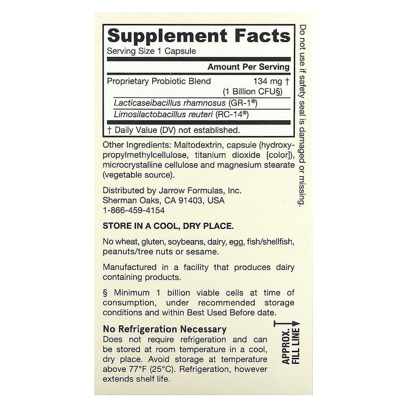 Jarrow Formulas Vegan Fem Dophilus Probiotic, 1 Billion CFU, 60 Veggie Capsules