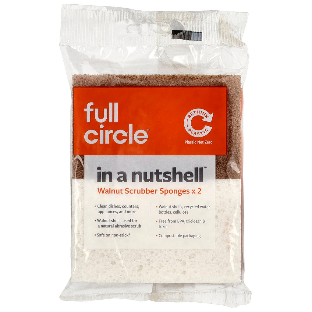 Full Circle In a Nutshell Natural Walnut Scrubber Sponges 2 Pack