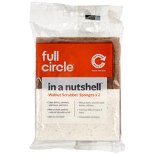 Load image into Gallery viewer, Full Circle In a Nutshell Natural Walnut Scrubber Sponges 2 Pack