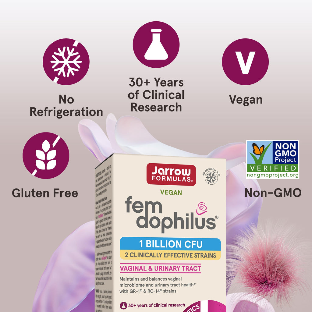 Jarrow Formulas Vegan Fem Dophilus Probiotic, 1 Billion CFU, 60 Veggie Capsules