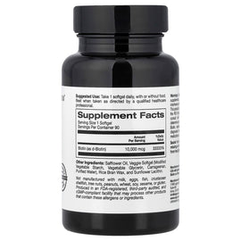 California Gold Nutrition High Potency Biotin 10,000 mcg for Hair, Skin, Nails Health, 90 Veggie Softgels