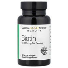 Load image into Gallery viewer, California Gold Nutrition High Potency Biotin 10,000 mcg for Hair, Skin, Nails Health, 90 Veggie Softgels