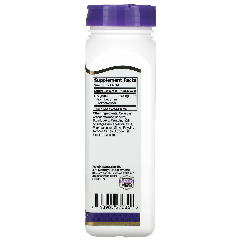 21st Century L-Arginine 1000mg Muscle Support Dietary Supplement 100 Tablets