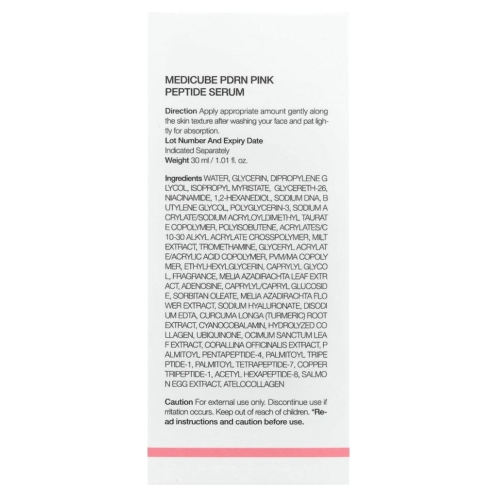 Medicube Advanced PDRN Pink Peptide Serum for Radiant, Youthful Skin, 1.01 fl oz