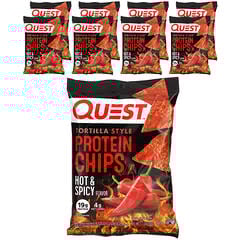 Quest Nutrition Hot & Spicy Tortilla Style Protein Chips - High Protein Low Carb Snack 8-Pack