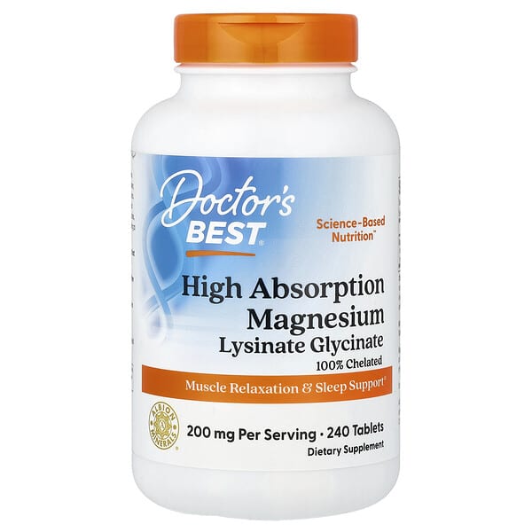 Doctor's Best High Absorption Magnesium Glycinate for Muscle & Sleep Support