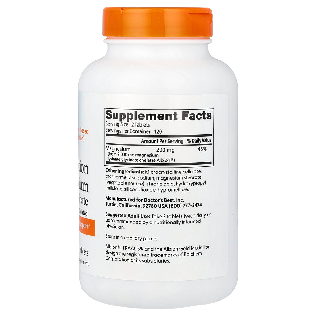 Doctor's Best High Absorption Magnesium Glycinate for Muscle & Sleep Support