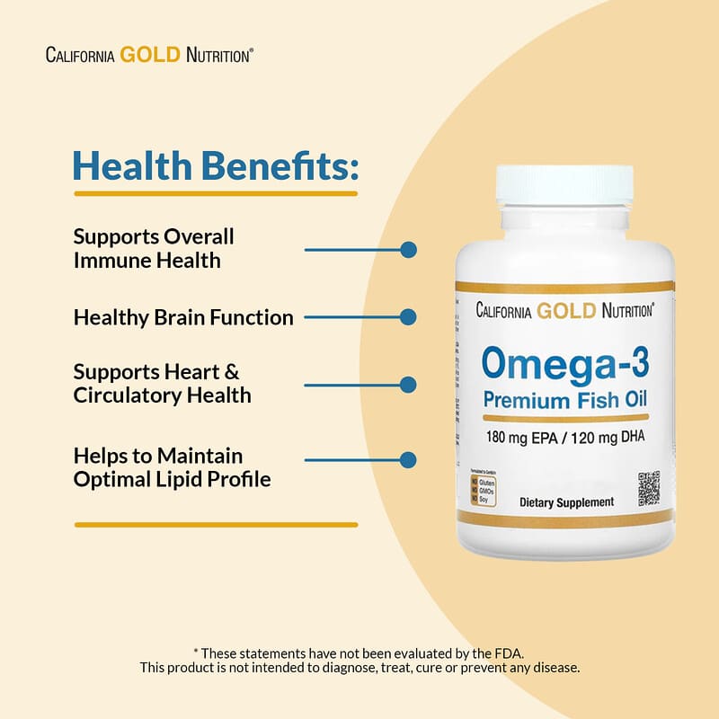 California Gold Nutrition Premium Omega-3 Fish Oil 1100mg EPA/DHA Softgels