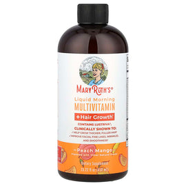 MaryRuth's Liquid Morning Multivitamin + Hair Growth, Peach Mango, 15.22 fl oz