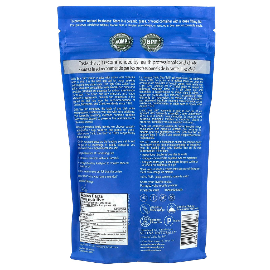 Celtic Sea Salt Light Grey Vital Mineral Blend, Unrefined, Kosher, 1 Pound Bag