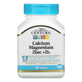 21st Century Bone & Immune Support Calcium Magnesium Zinc D3 90 Tablets