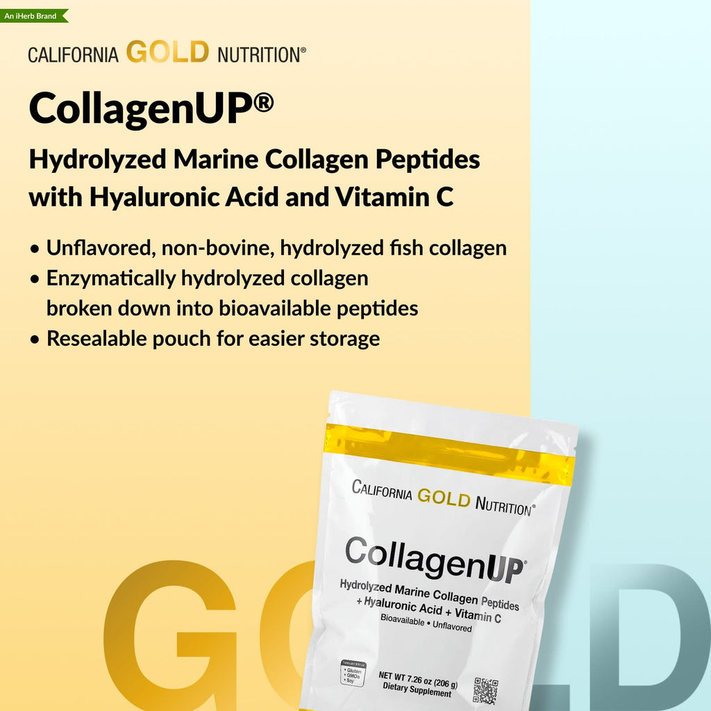 California Gold Nutrition CollagenUP Unflavored Hydrolyzed Marine Collagen Peptides Powder