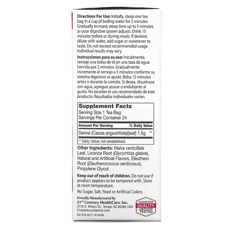 Cranraspberry Herbal Slimming Tea: 24 Caffeine-Free Detox Tea Bags, 1.7 oz