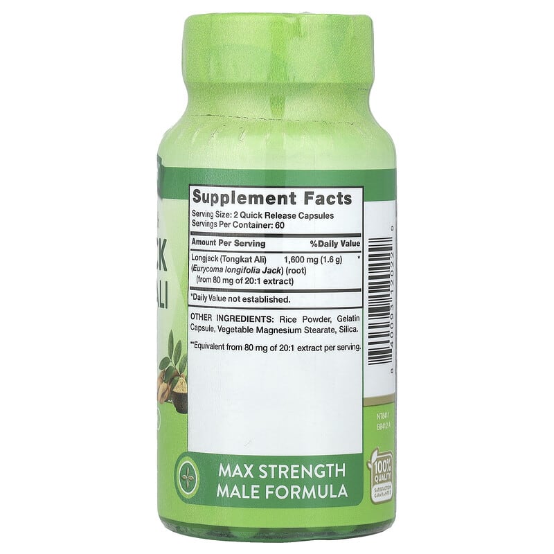 Nature's Truth Maximum Strength Longjack Tongkat Ali, 800mg Quick Release Capsules, 120 Count