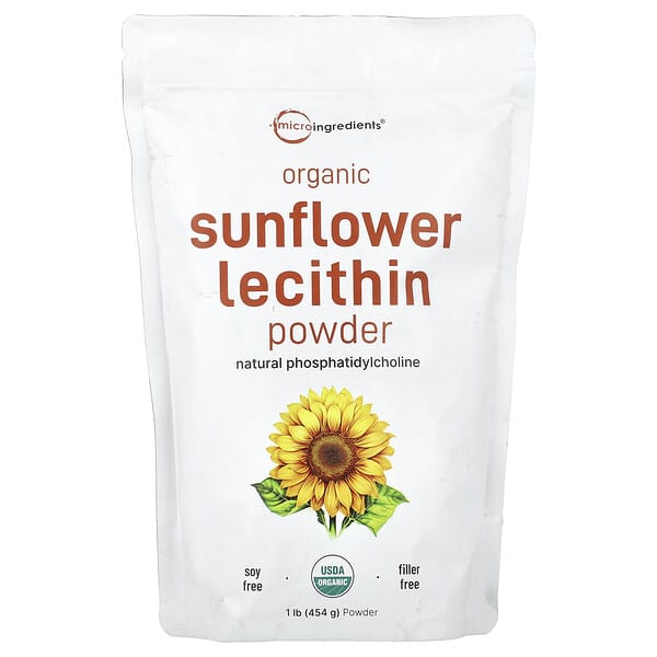 Premium Organic Sunflower Lecithin Powder, Non-GMO, Soy-Free, 1 Pound, 454g