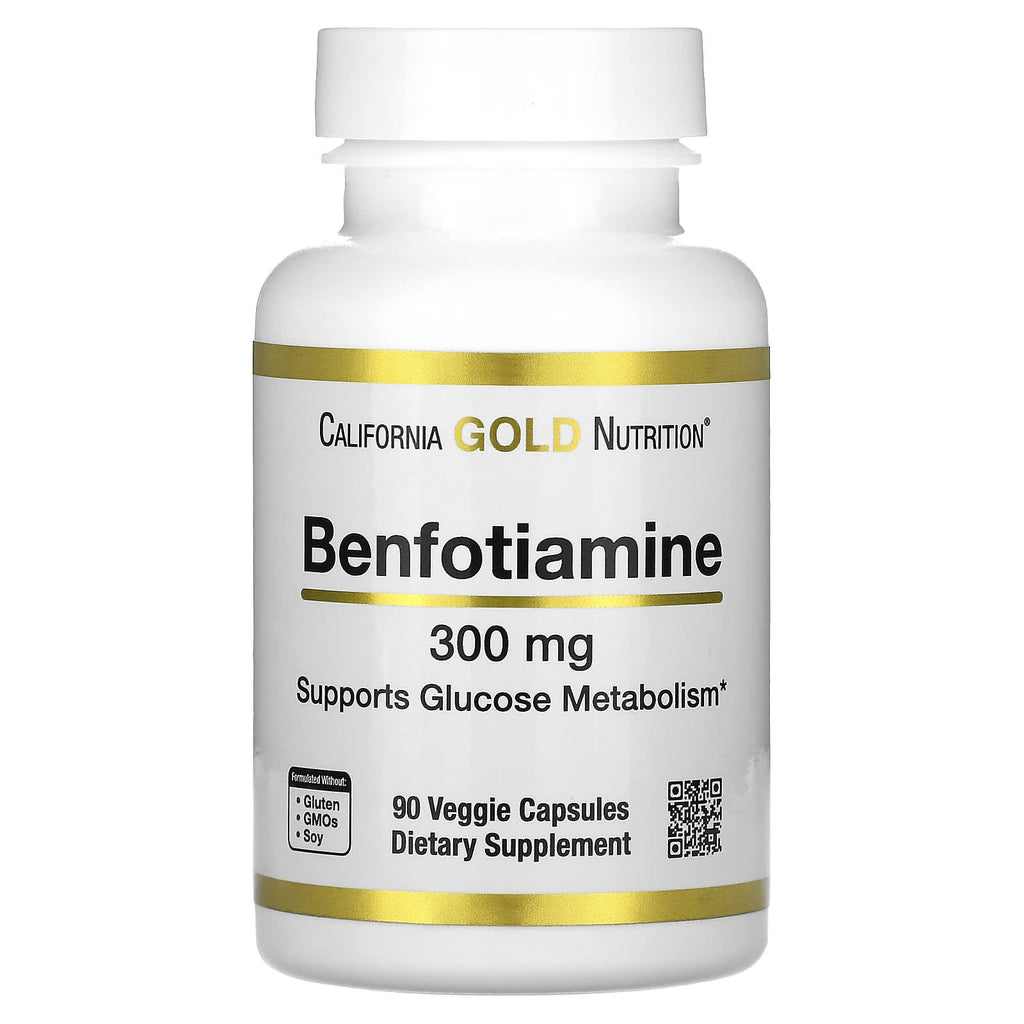 California Gold Nutrition Benfotiamine 300mg, 90 Veggie Capsules for Glucose Support