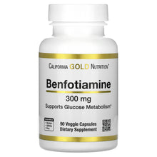 Load image into Gallery viewer, California Gold Nutrition Benfotiamine 300mg, 90 Veggie Capsules for Glucose Support