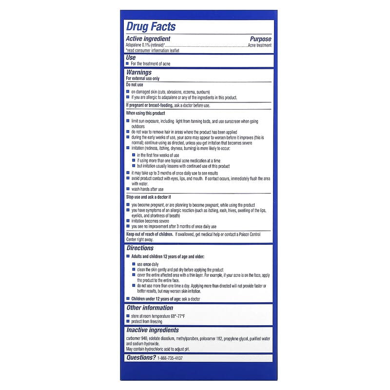 Differin Adapalene Gel 0.1%: FDA-Approved Retinoid Acne Treatment, Fragrance-Free, 0.5 oz