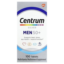 Load image into Gallery viewer, Centrum Silver Men 50+ Multivitamin, 100 Tablets: Supports Heart, Brain, Eye Health