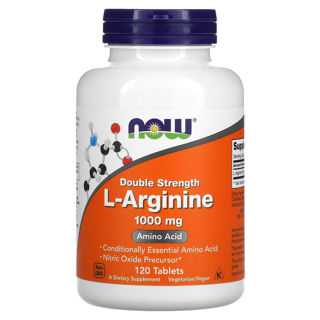 NOW Foods L-Arginine 1,000 mg Double-Strength 120-Tablet Amino Acid Supplement