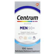 Load image into Gallery viewer, Centrum Silver Men 50+ Multivitamin, 100 Tablets: Supports Heart, Brain, Eye Health