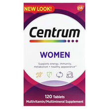 Load image into Gallery viewer, Centrum Women&#39;s Daily Multivitamin, 120 Tablets: Energy, Immunity, Metabolism, Healthy Appearance