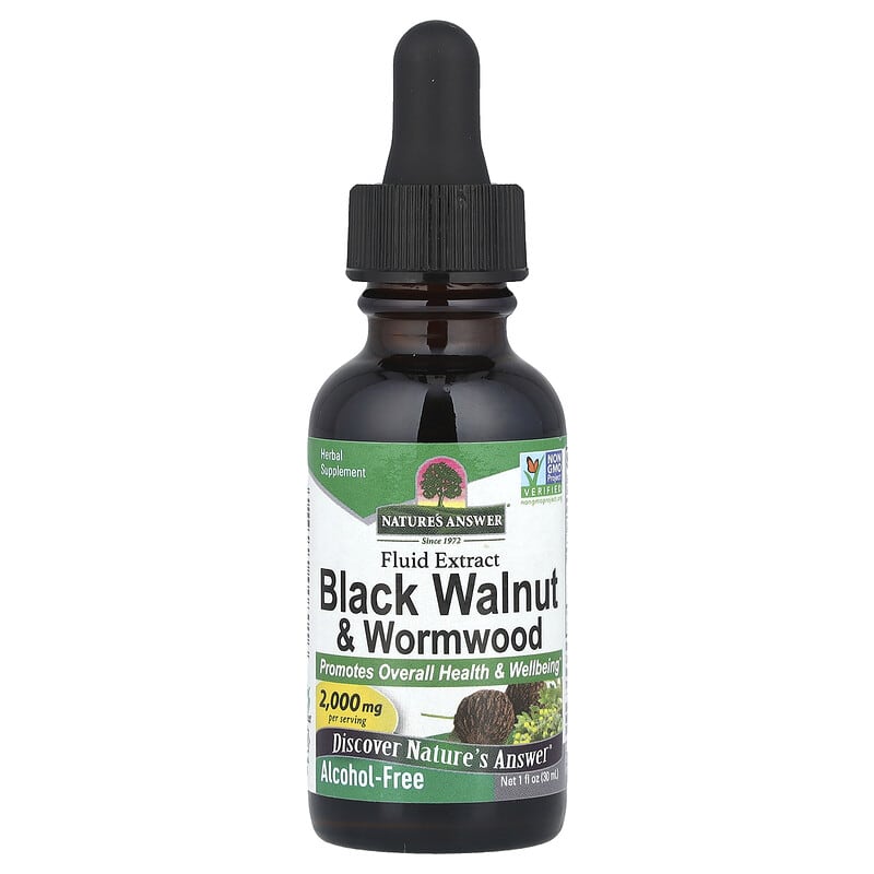 Nature's Answer Black Walnut Wormwood Fluid Extract, Alcohol-Free Herbal Supplement