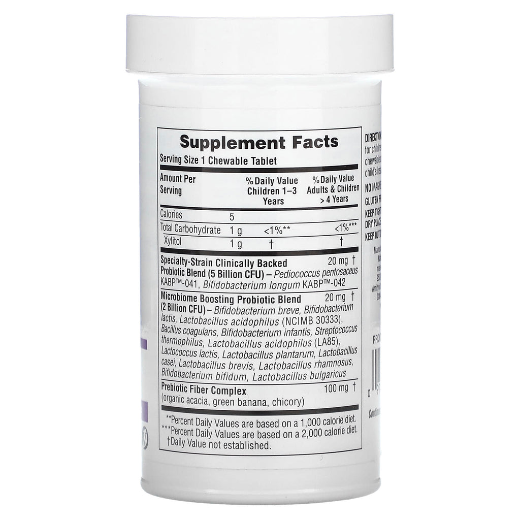 NaturesPlus GI Natural Kids' Probiotic Chewables, 7 Billion CFU, Mixed Berry Flavor