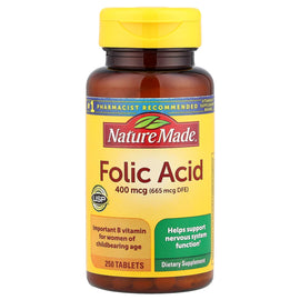 Nature Made Folic Acid 400 mcg Tablets for Women's Health, 250 Count