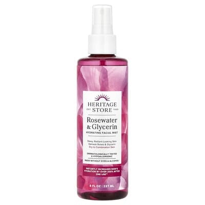Heritage Store Rosewater & Glycerin Hydrating Facial Mist for Radiant, Refreshed Skin