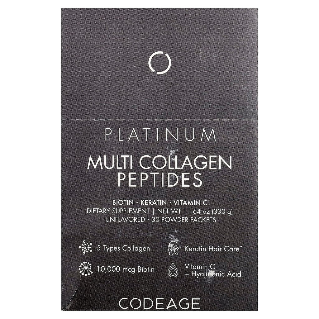 Codeage Platinum Multi Collagen Peptides: Unflavored 5-Type Hydrolyzed Powder, 30 Servings