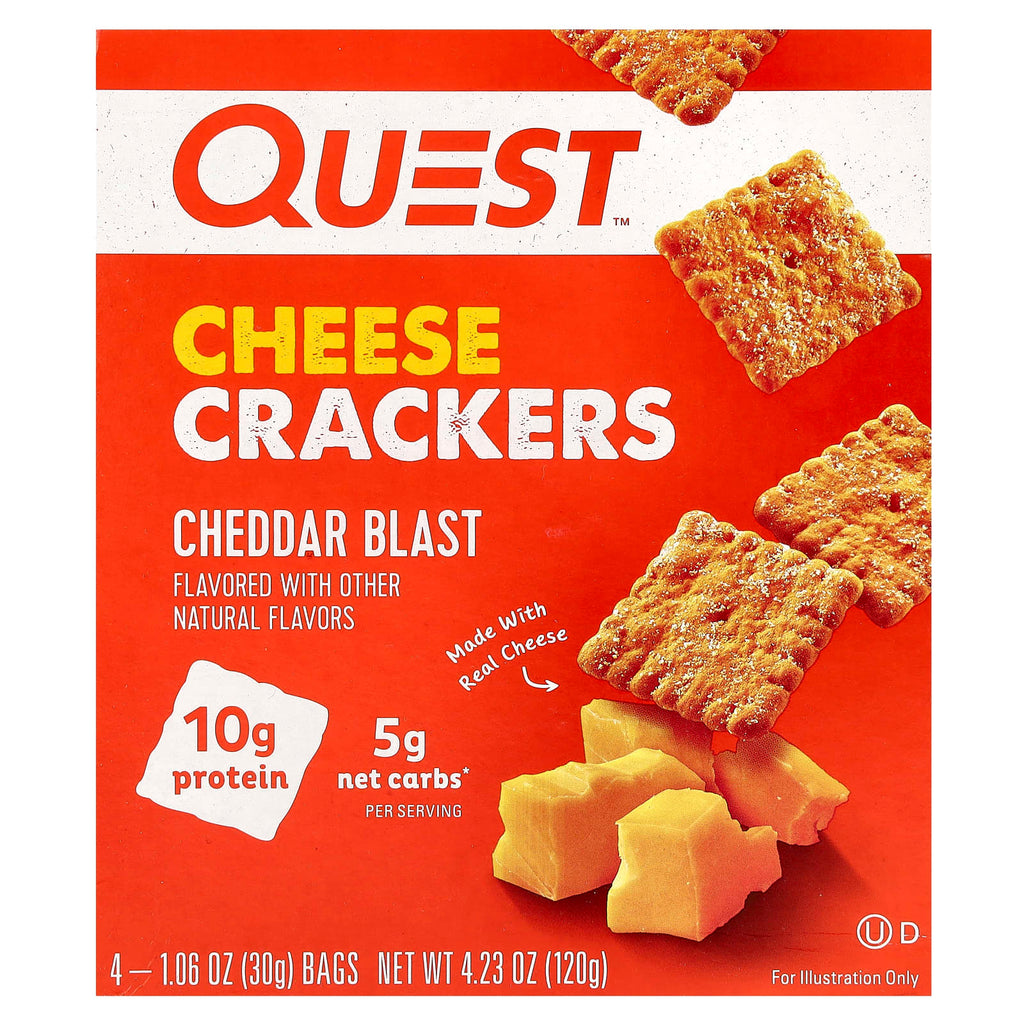 Quest Nutrition Cheddar Blast Protein Cheese Crackers - 4-Pack Low Carb Snack