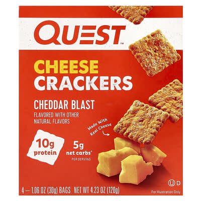 Quest Nutrition Cheddar Blast Protein Cheese Crackers - 4-Pack Low Carb Snack
