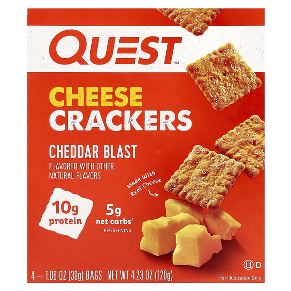 Quest Nutrition Cheddar Blast Protein Cheese Crackers - 4-Pack Low Carb Snack