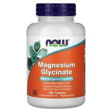 Load image into Gallery viewer, NOW Foods Magnesium Glycinate 180 Tablets 100mg Highly Absorbable Form