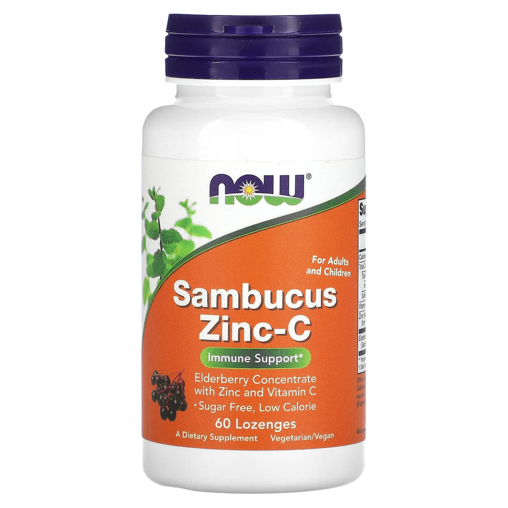 NOW Foods Sambucus Zinc-C Lozenges 60 Count: Elderberry, Vitamin C, Immunity