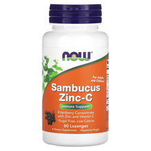 Load image into Gallery viewer, NOW Foods Sambucus Zinc-C Lozenges 60 Count: Elderberry, Vitamin C, Immunity