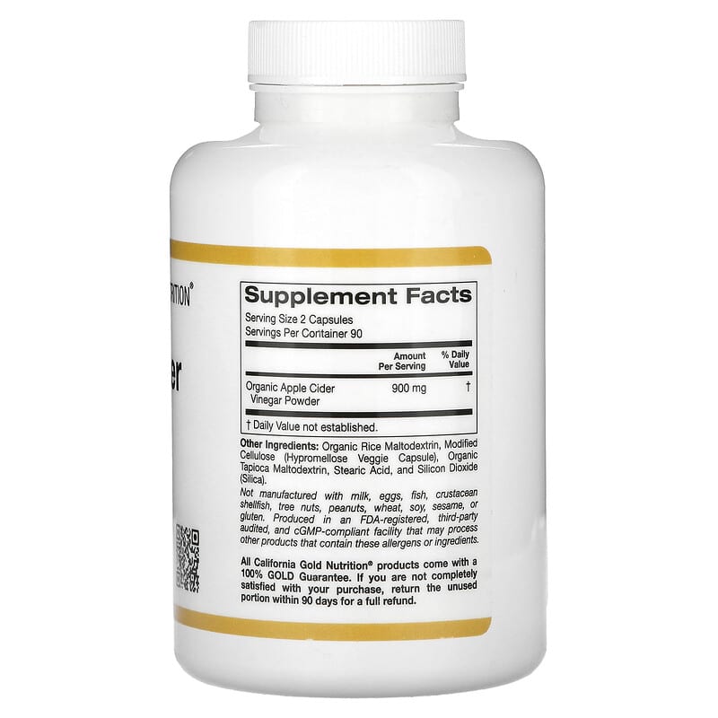 California Gold Nutrition Apple Cider Vinegar 450mg Veggie Capsules Digestive Support