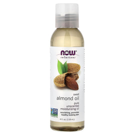 NOW Foods Pure Unscented Sweet Almond Oil for Radiant Skin & Hair, 4 fl oz