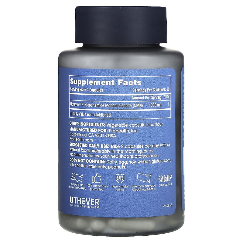 ProHealth Longevity NMN Pro 1000: High Potency 1000mg Per Serving, 60 Capsules