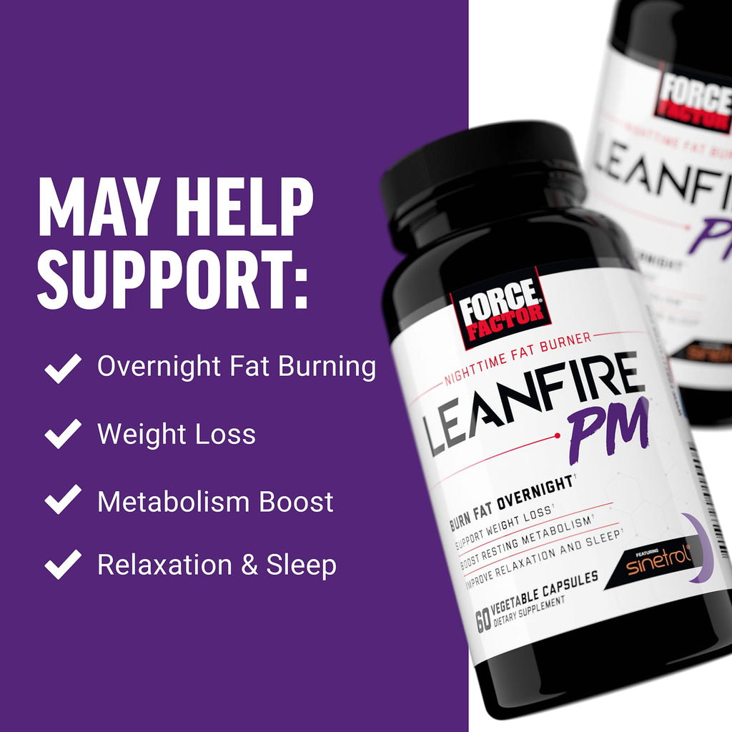 Force Factor LeanFire PM Nighttime Fat Burner for Restful Sleep & Metabolism