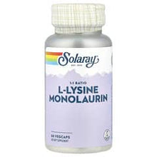 Load image into Gallery viewer, Solaray L-Lysine Monolaurin 1:1 Ratio Immune Support Supplement 60 VegCaps