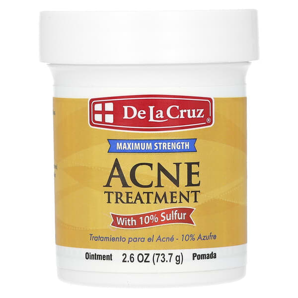 De La Cruz Maximum Strength 10% Sulfur Acne Treatment Ointment, Clears Pimples & Blackheads