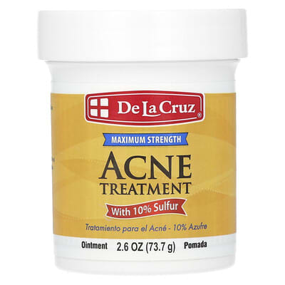 De La Cruz Maximum Strength 10% Sulfur Acne Treatment Ointment, Clears Pimples & Blackheads