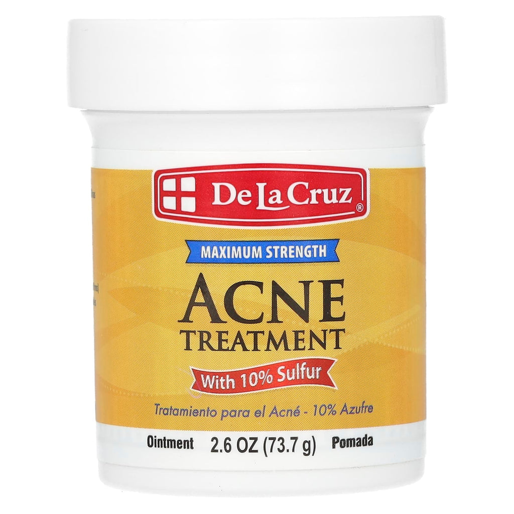 De La Cruz Maximum Strength 10% Sulfur Acne Treatment Ointment, Clears Pimples & Blackheads