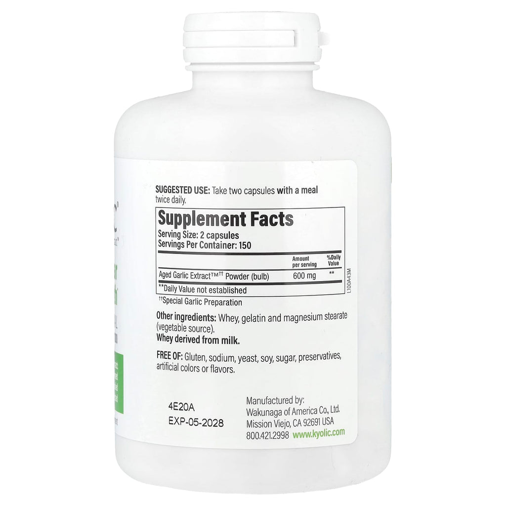 Kyolic Aged Garlic Extract Cardiovascular Health Formula 100 - 300 Capsules, 300mg