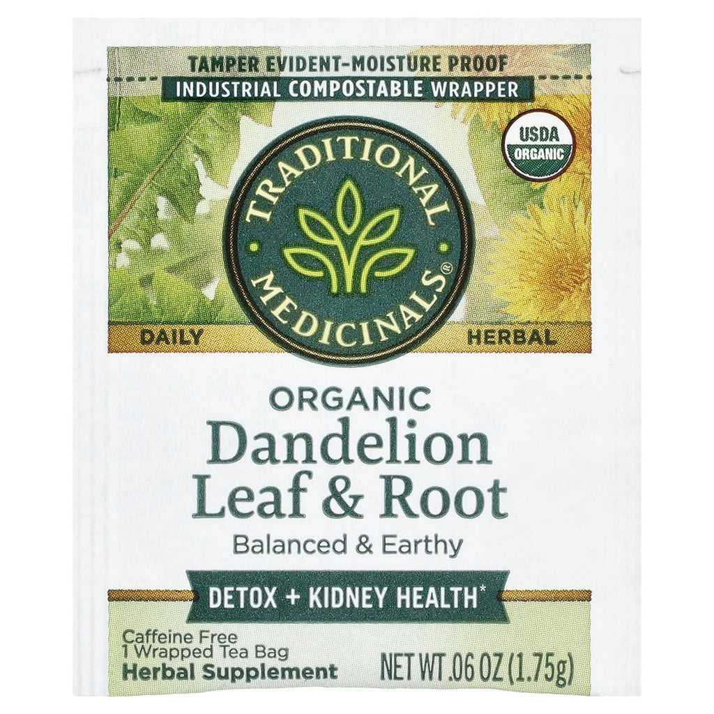 Traditional Medicinals Organic Dandelion Leaf Root Tea, Caffeine-Free, 16 Bags