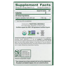 Traditional Medicinals Organic Dandelion Leaf Root Tea, Caffeine-Free, 16 Bags