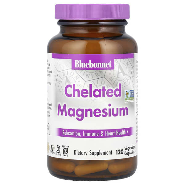 Bluebonnet Nutrition Chelated Magnesium 100mg Vegetable Capsules for Wellness